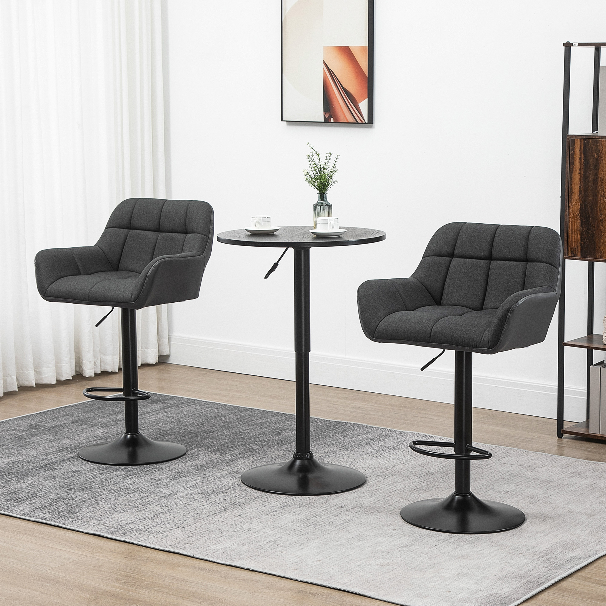 TEMU Ensemble de 2 tabourets de barre réglables, tabourets de bar à tissu tufté pivotants