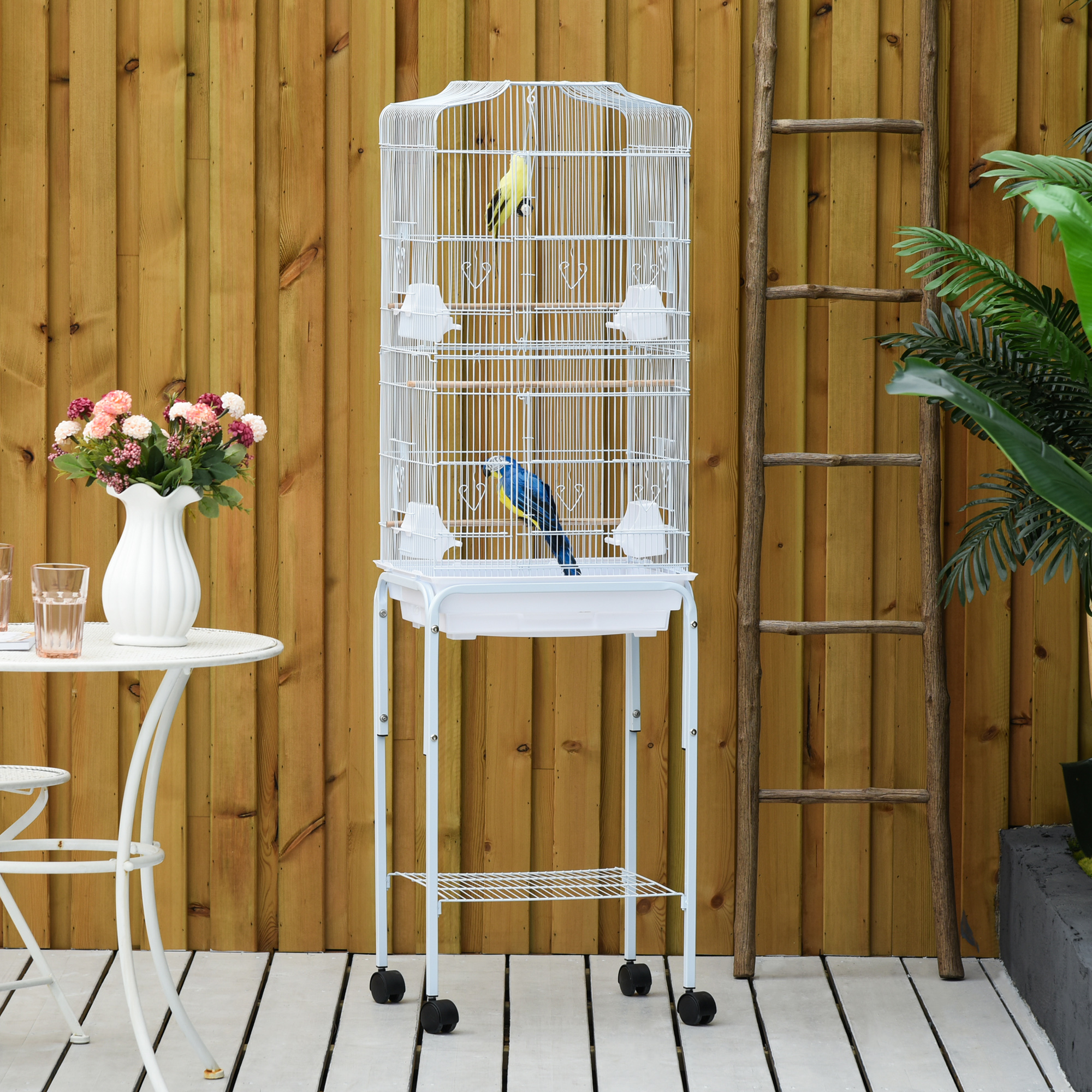 TEMU 62" Large Rolling Bird Cage Cockatiel Play House Perch Swing White