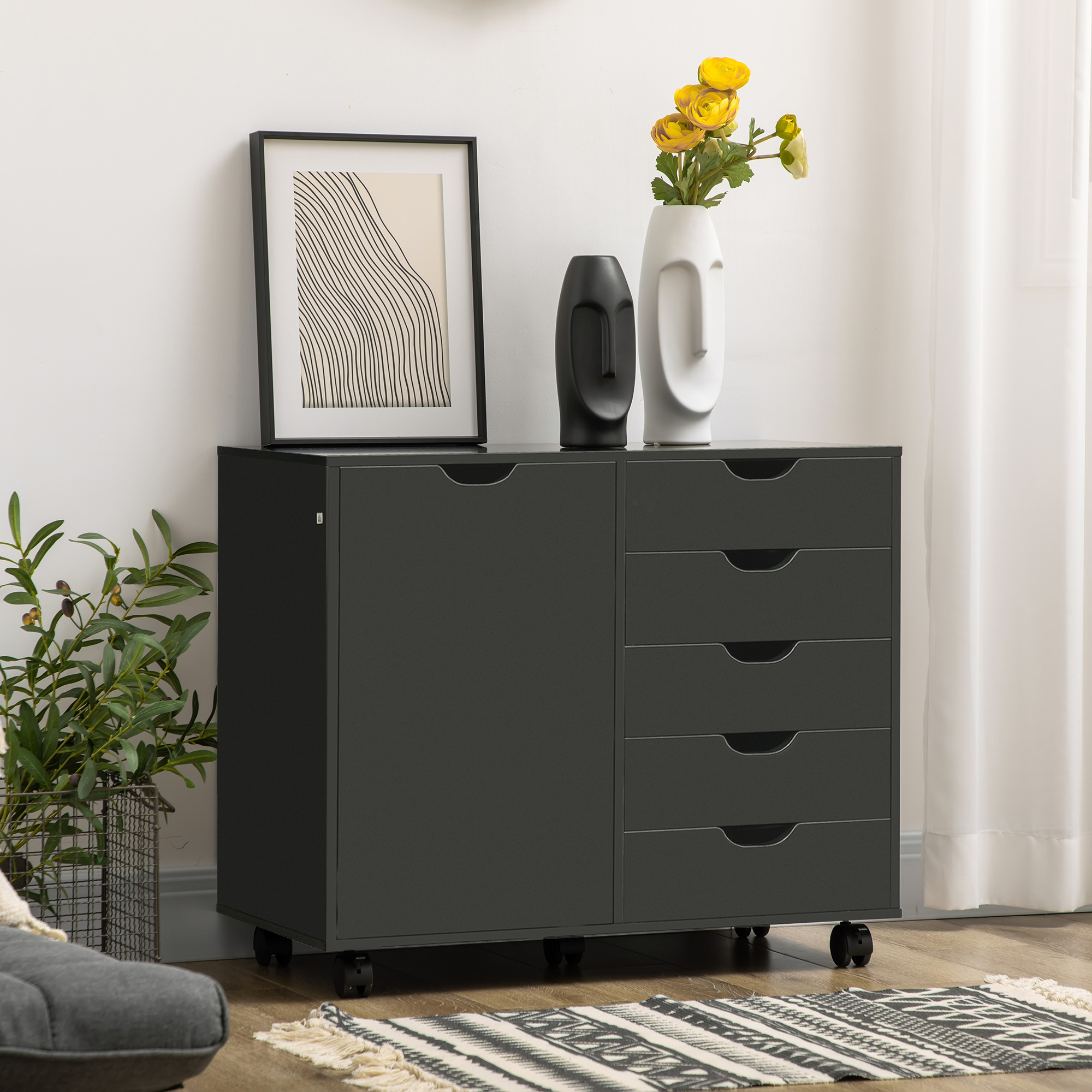 TEMU 5 Drawer Mobile Filing Cabinet, Office Storage Cabinet
