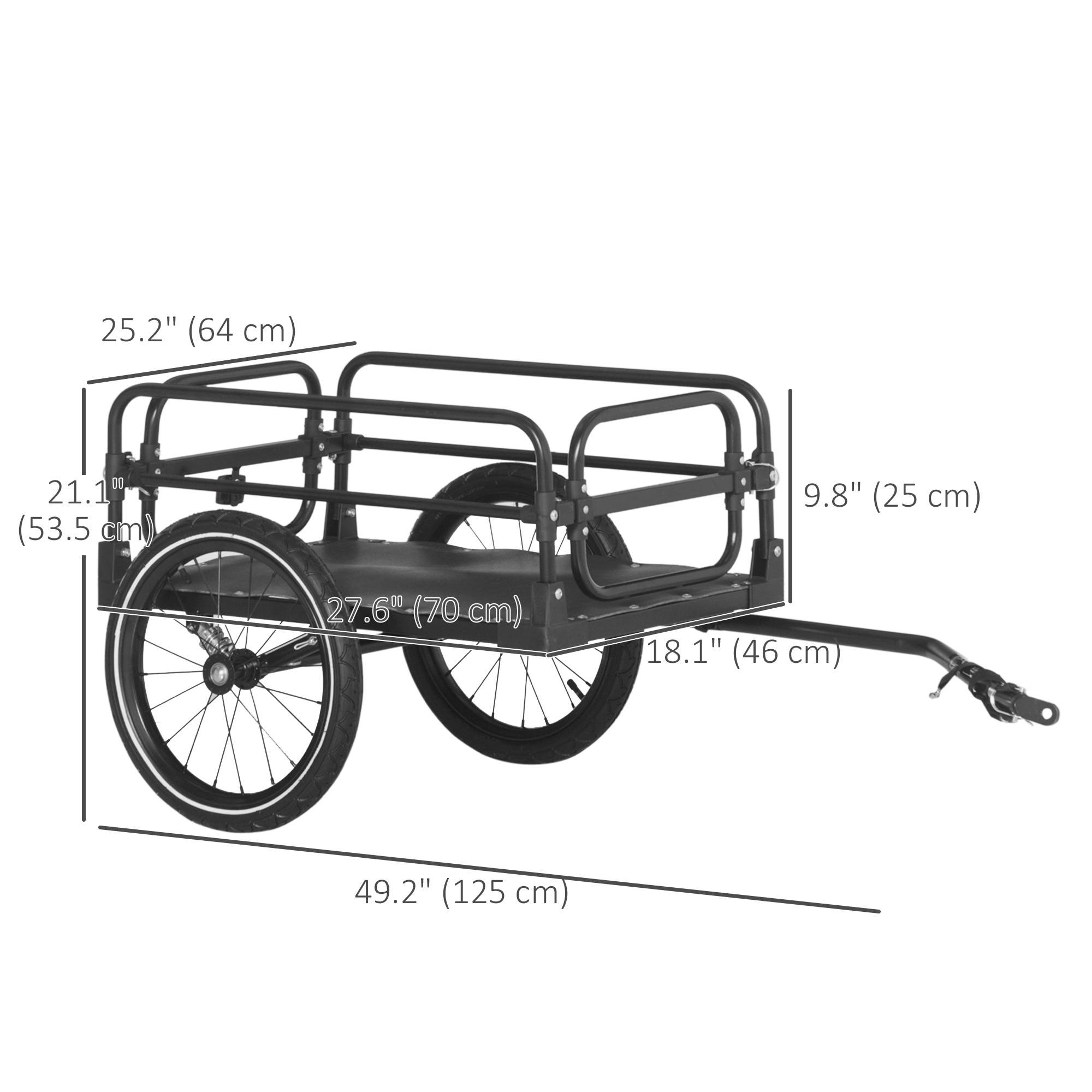 bike trailer bicycle cargo trailer with suspension triple safety features 16 wheels outdoor wagon carrier with hitch   black