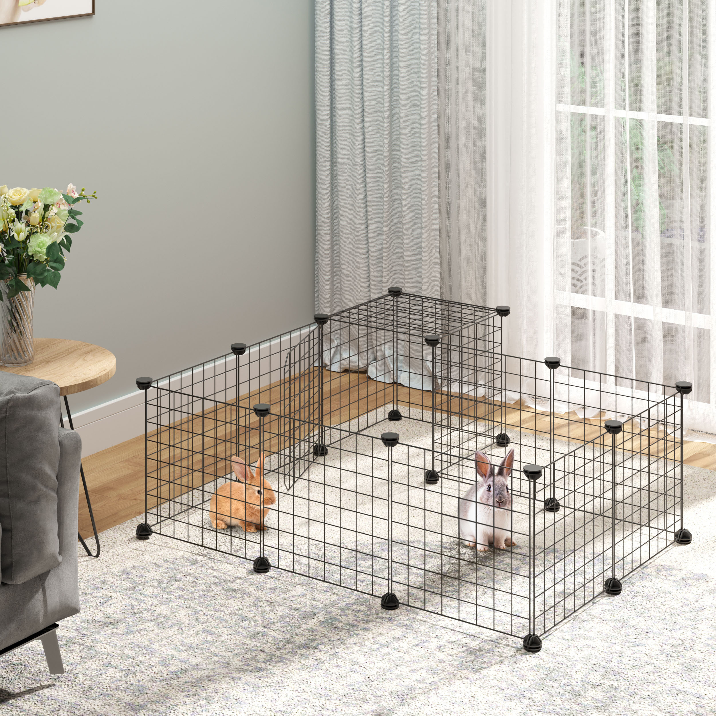 TEMU 31 panneaux de cage pour petits animaux, pépinière pour lapins avec portes, rampe