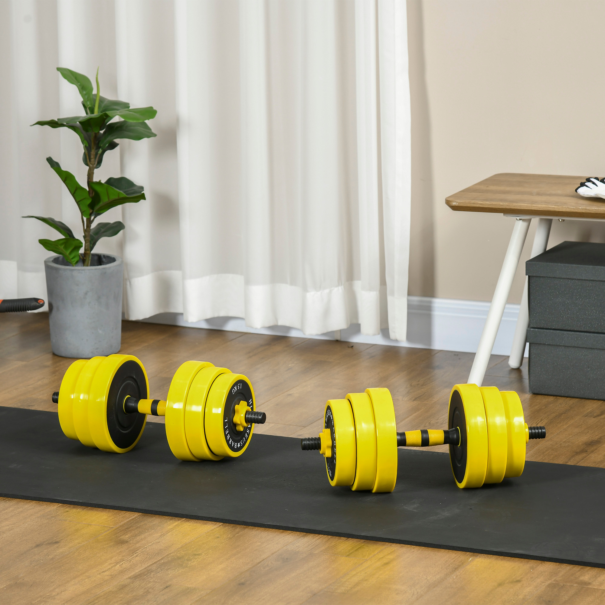 TEMU Ensemble d'haltères de 55 lbs avec barre, poids réglables, disques, barre à pince, tige pour salle de sport à domicile et exercice