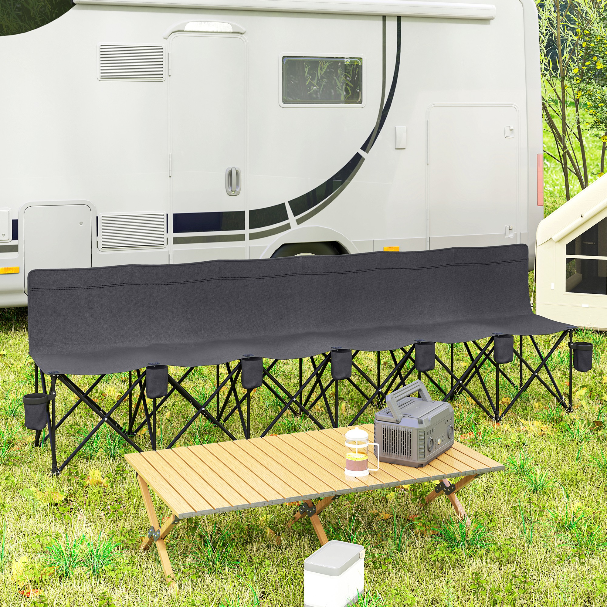 TEMU Chaise de camping pliable à 6 places, chaise de camping portable avec porte-gobelet et étui de transport pour le camping, -, les événements