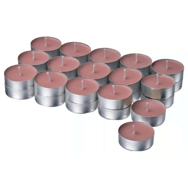 TEMU Lot de 30 bougies parfumées IKEA LOTSFÅGEL en pot métallique, rouges et rose pâle, 3,5 heures