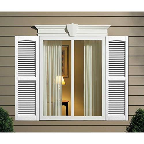 shutters louvered shutters standard louvered exterior vinyl window shutters white 1 pair 2pcs 14 w x 55 5 h