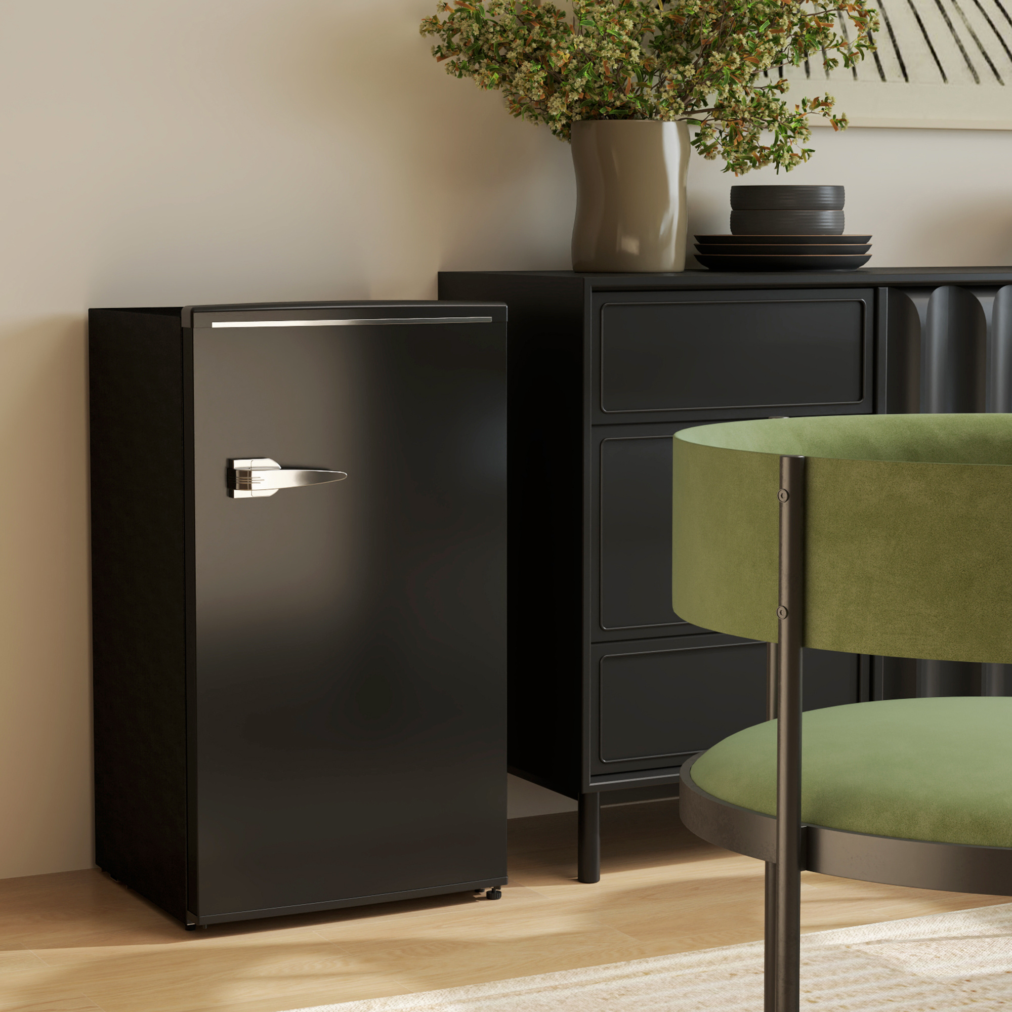 TEMU Réfrigérateur compact rétro 3,1 pieds cubes avec thermostat réglable, noir