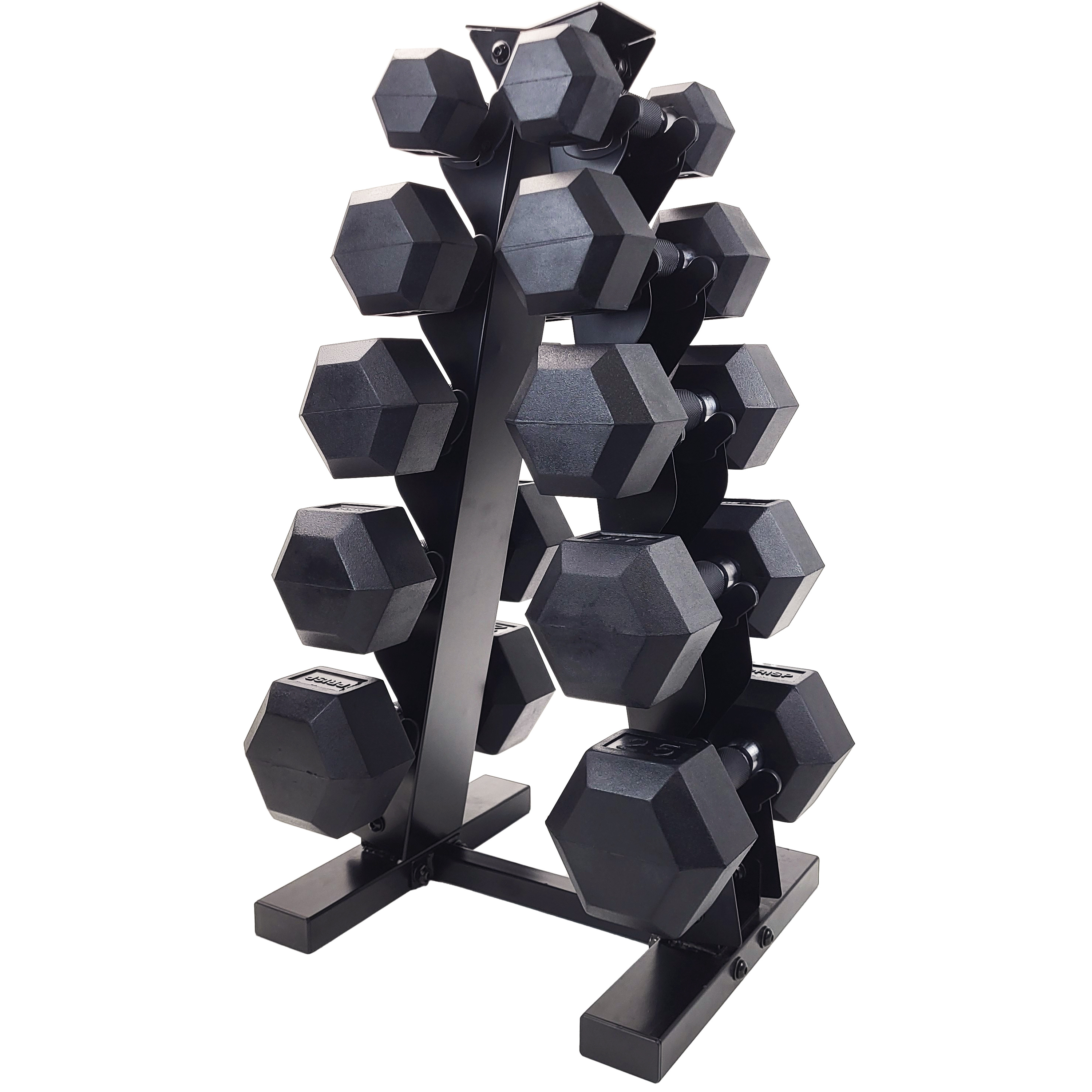 TEMU Ensemble de Haltères Hexagonaux - 150 lb - Poids en Fonte avec Poignée en Caoutchouc et Support Vertical pour Haltères; pour Salle de Sport à