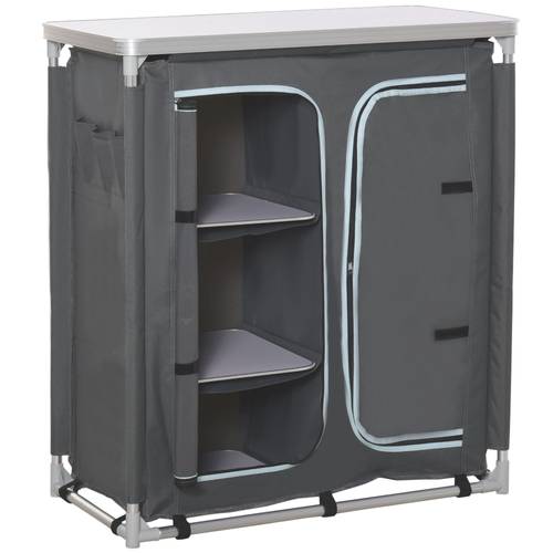 camping kitchen station aluminum camping cupboard with 3 shelf and carrying bag for picnics backyards