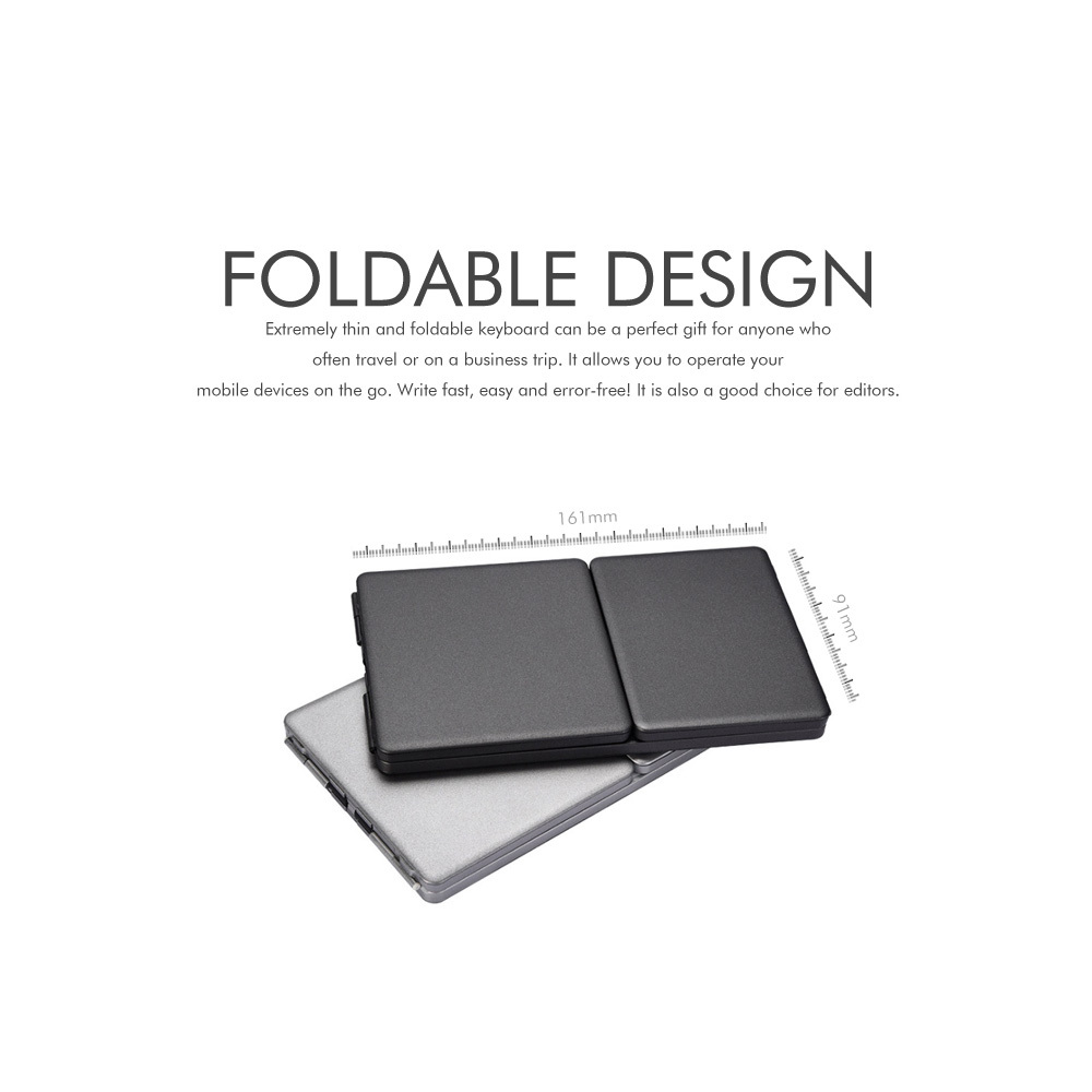 Clavier sans fil avec touchpad, 3 plis, portable, rechargeable, Bluetooth