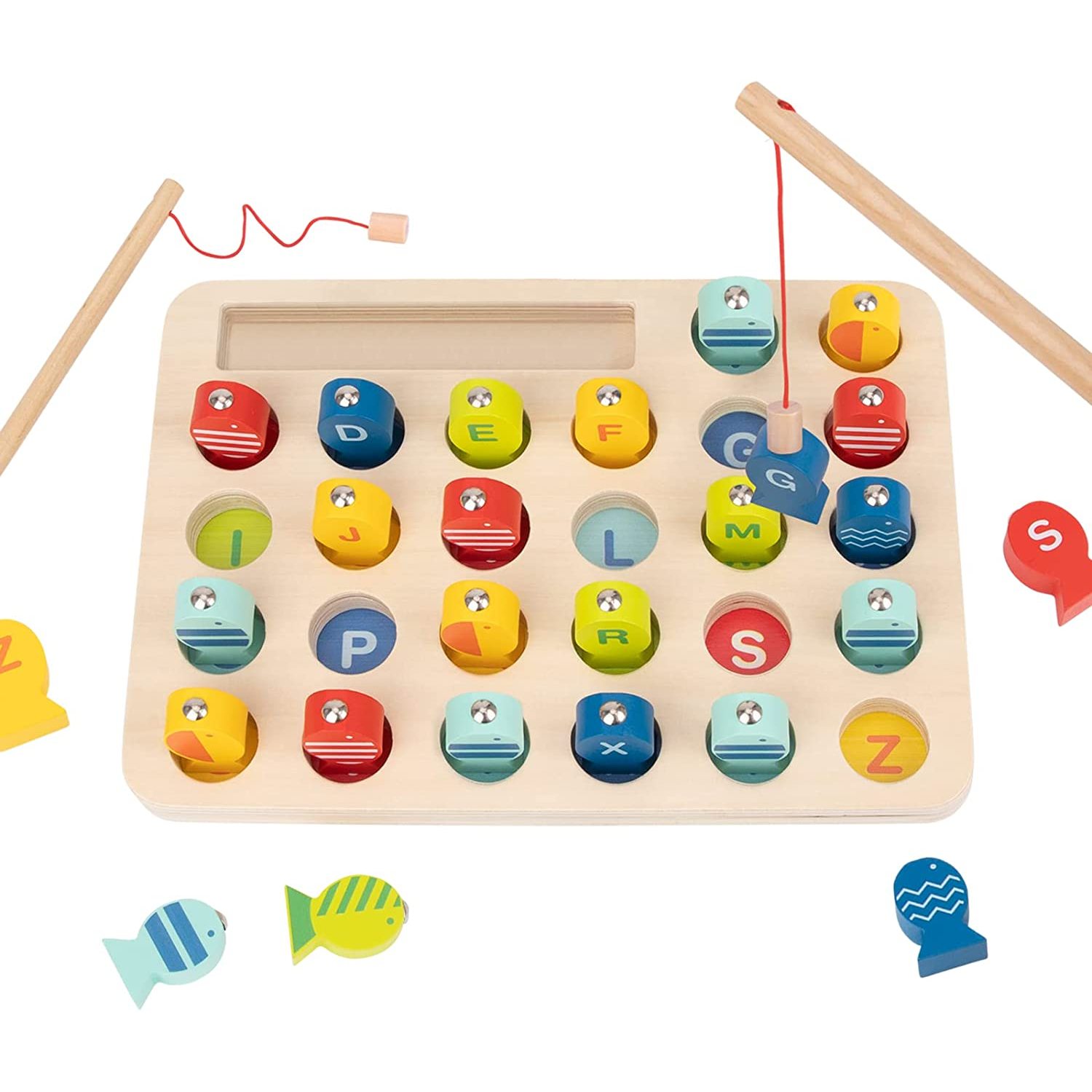   wooden fishing game 29pcs alphabet and spelling educational sorting toy for   years old