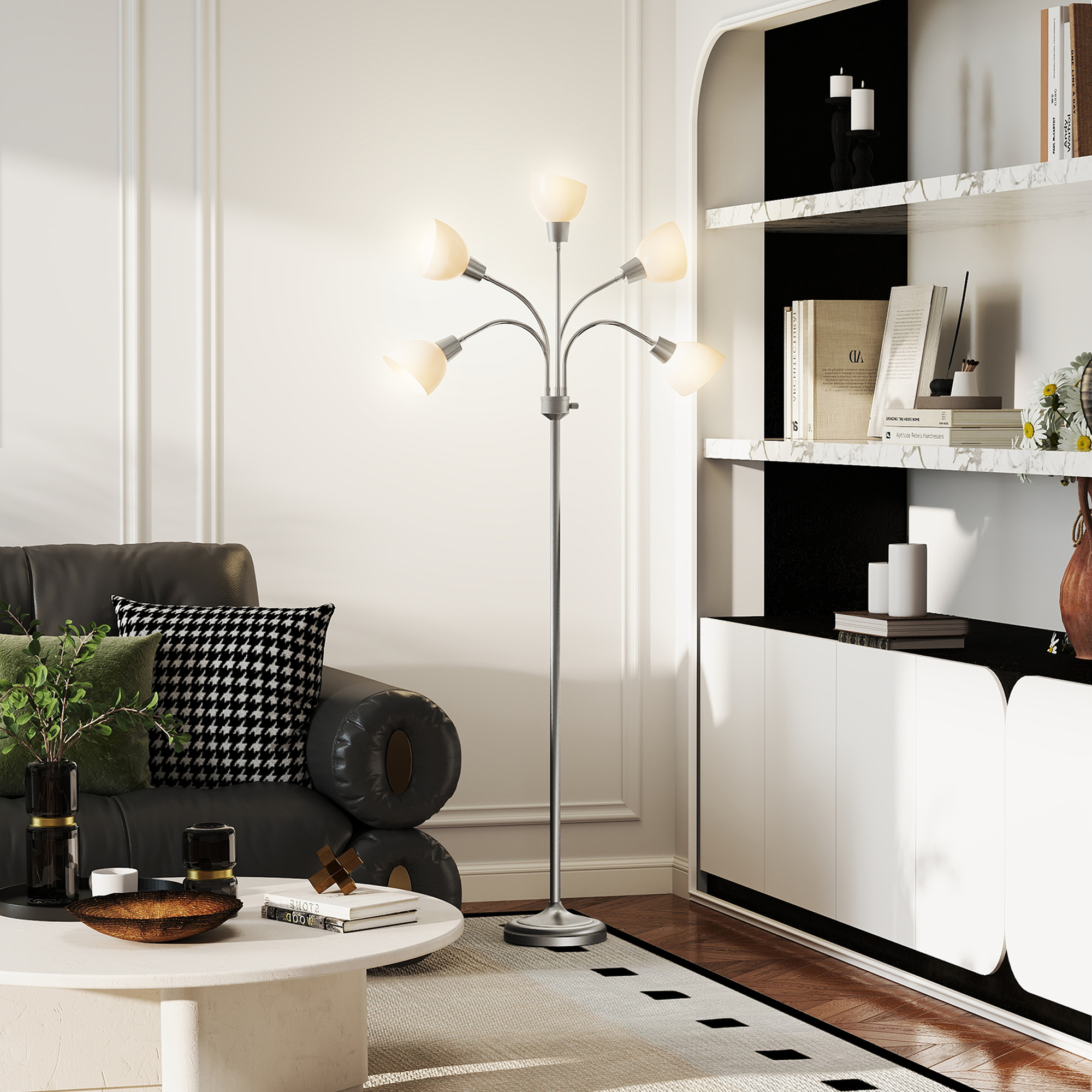 TEMU Lampe de sol avec 5 lumières rotatives réglables