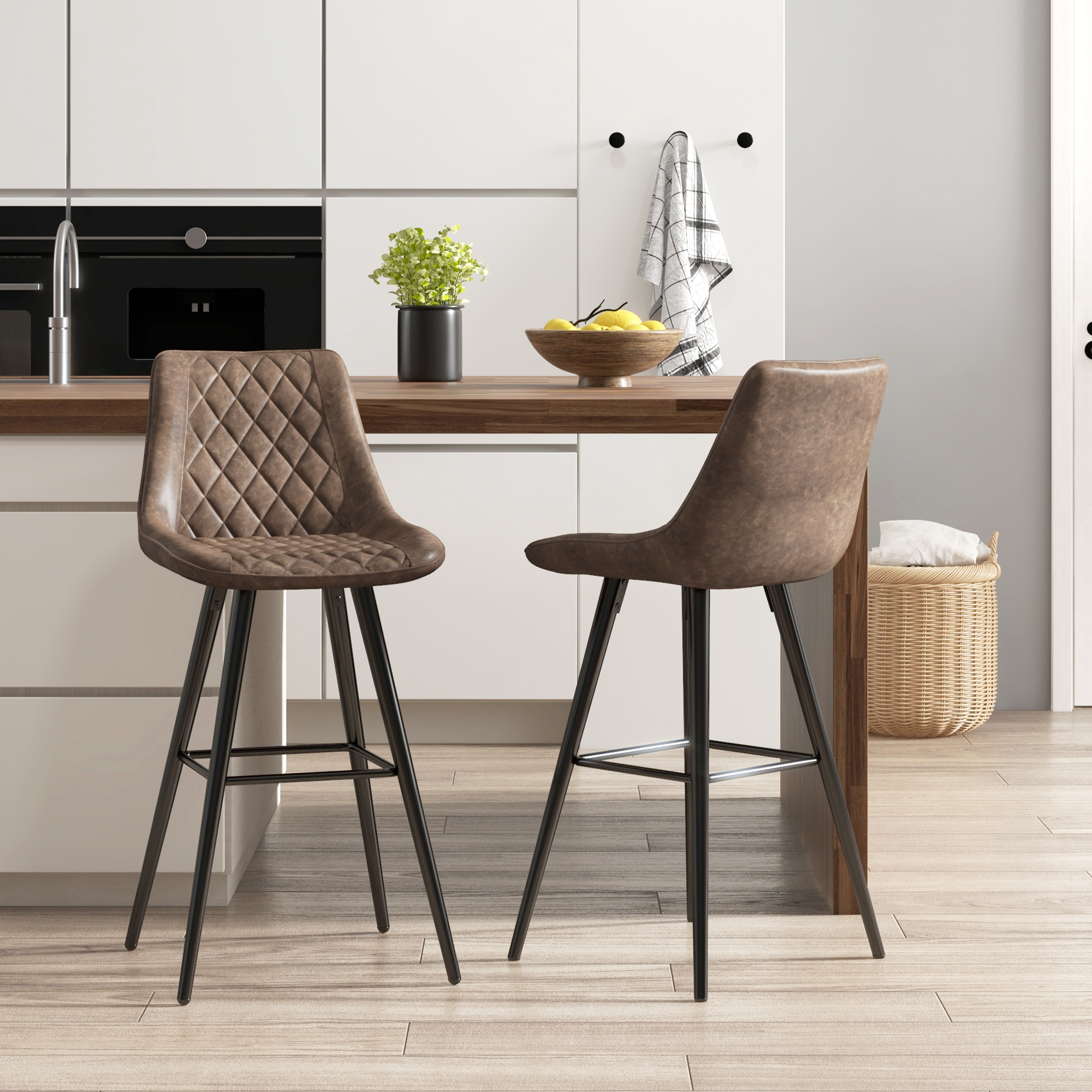 TEMU Tabourets de barre ensemble de 2 hauteurs de comptoir en cuir PU
