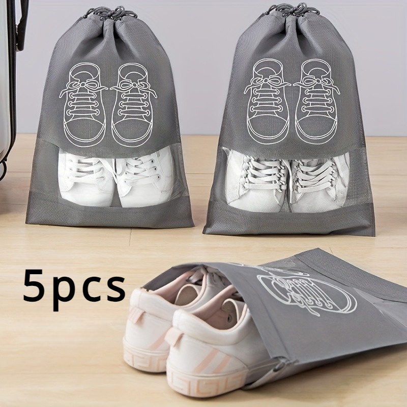 5 pack space saving shoe storage pouches ultra light gray organizers with water dust   heavy duty design for travel closet organization household use   business travel outdoor getaways daily footwear storage   shoes from scratches   essential   accessory for     organizers