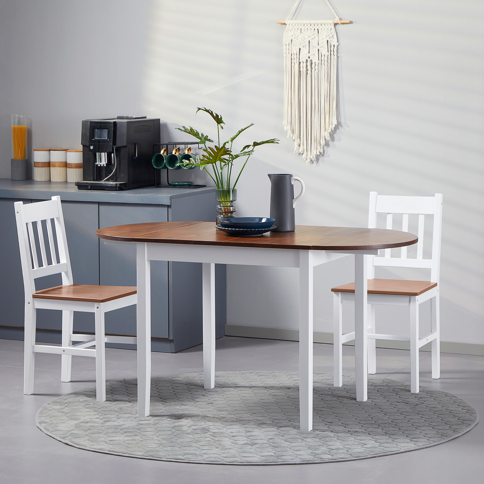 TEMU Table de Cuisine en Bois de 55", Tables à Feuille Abattante pour , Marron, Design Moderne Pliable, Bois de Pin Naturel , Polyvalente pour Repas