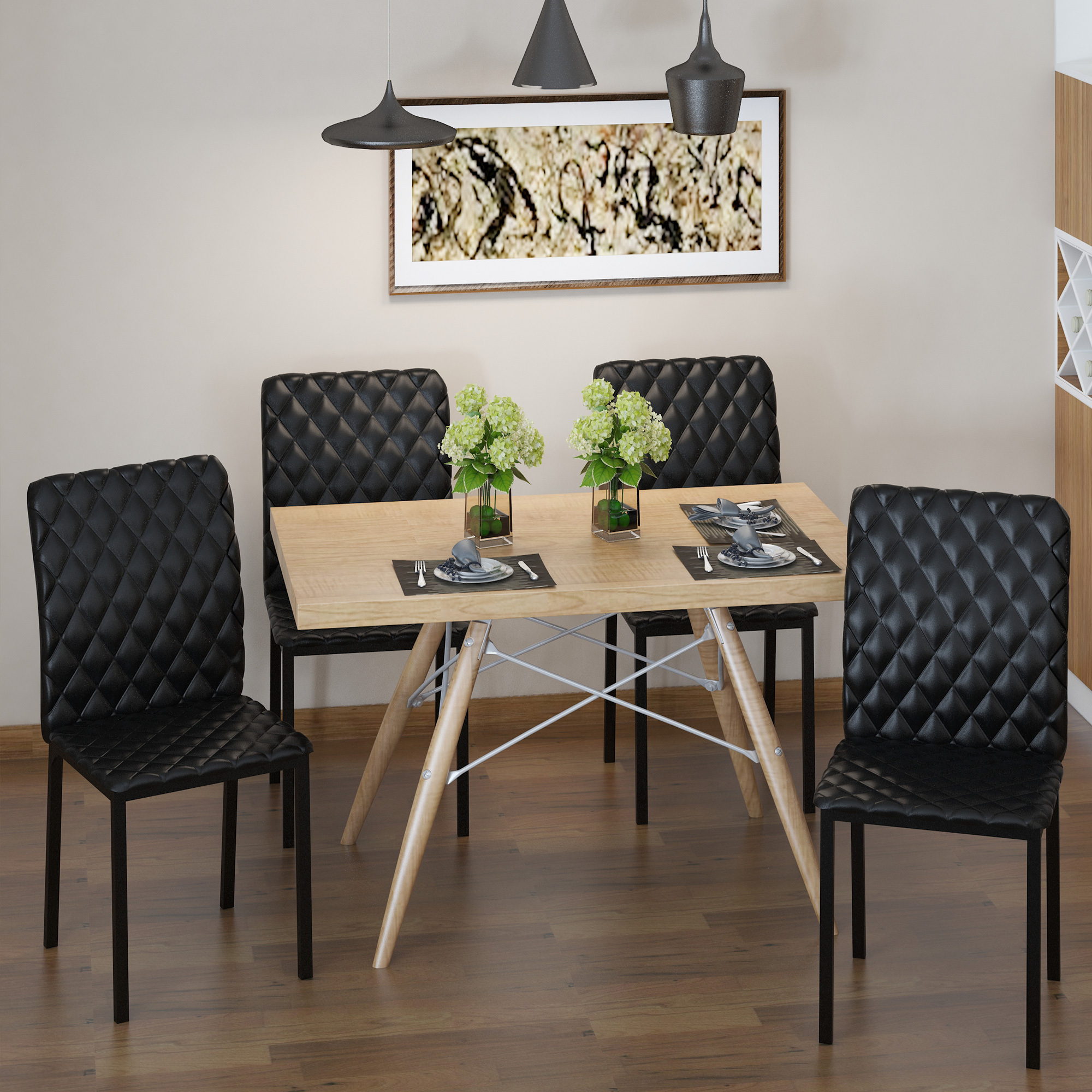 TEMU Chaises de salle à manger en simili-cuir, chaise d'appoint pour cuisine, lot de 4