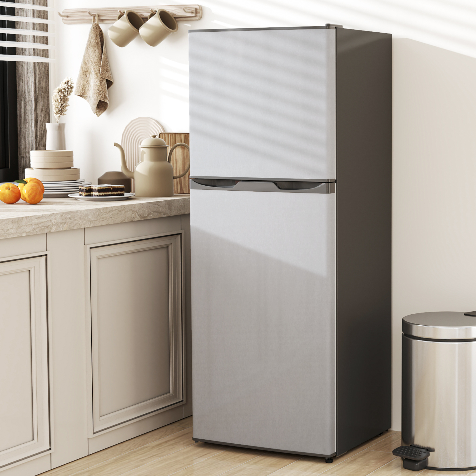 mini fridge with freezer 4 6 cu ft 2 door small refrigerator silver