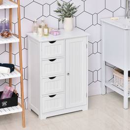 bathroom storage cabinet with 4 drawers and adjustable shelf white