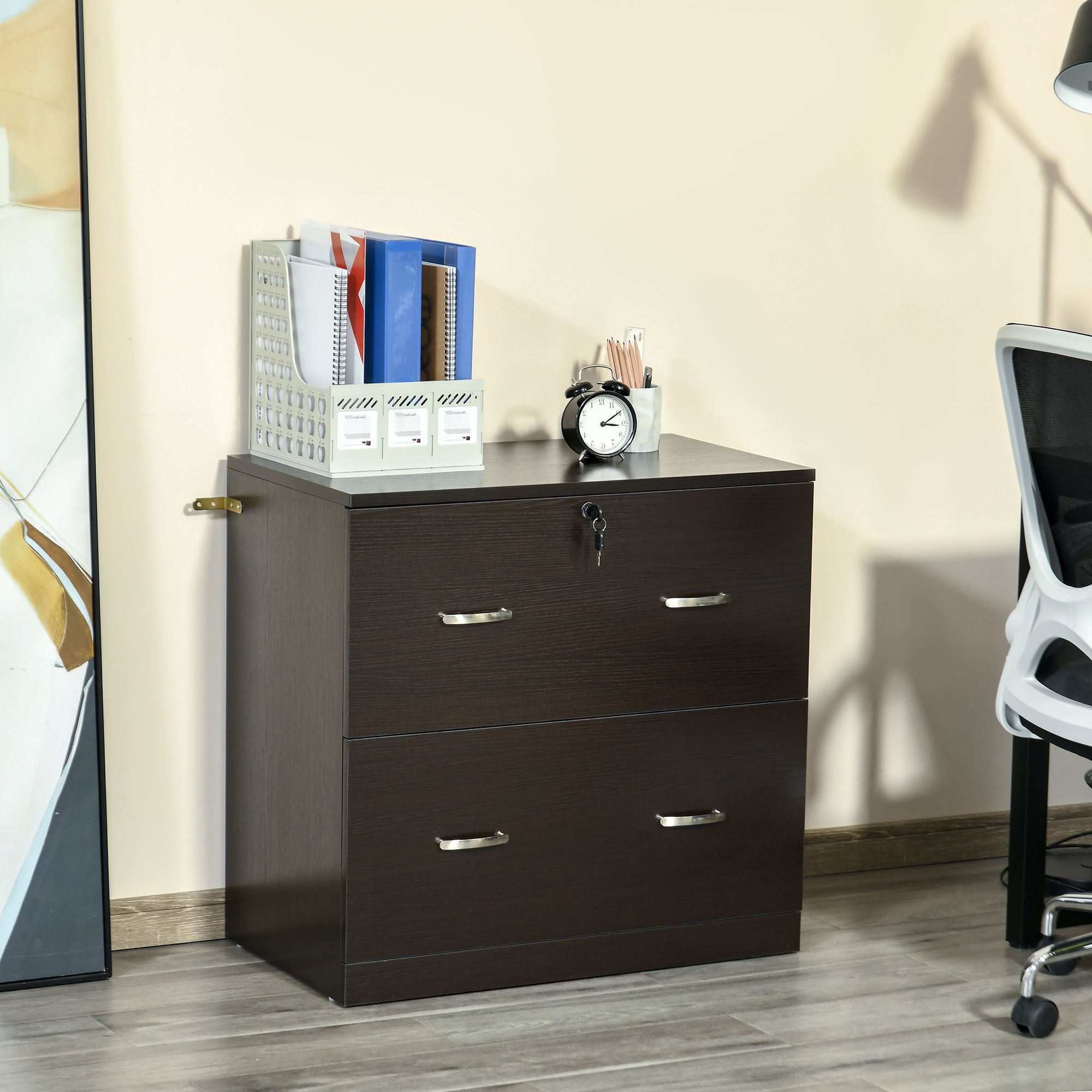 TEMU Filing Cabinet With Drawers, File Cabinet With Lock Espresso