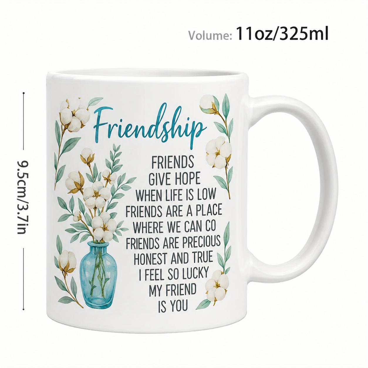 TEMU Friendship Floral Mug (inspirational Quote Design) - A Gift For And | Friendship Printed Mug | Microwave Safe And Dishwasher Friendly