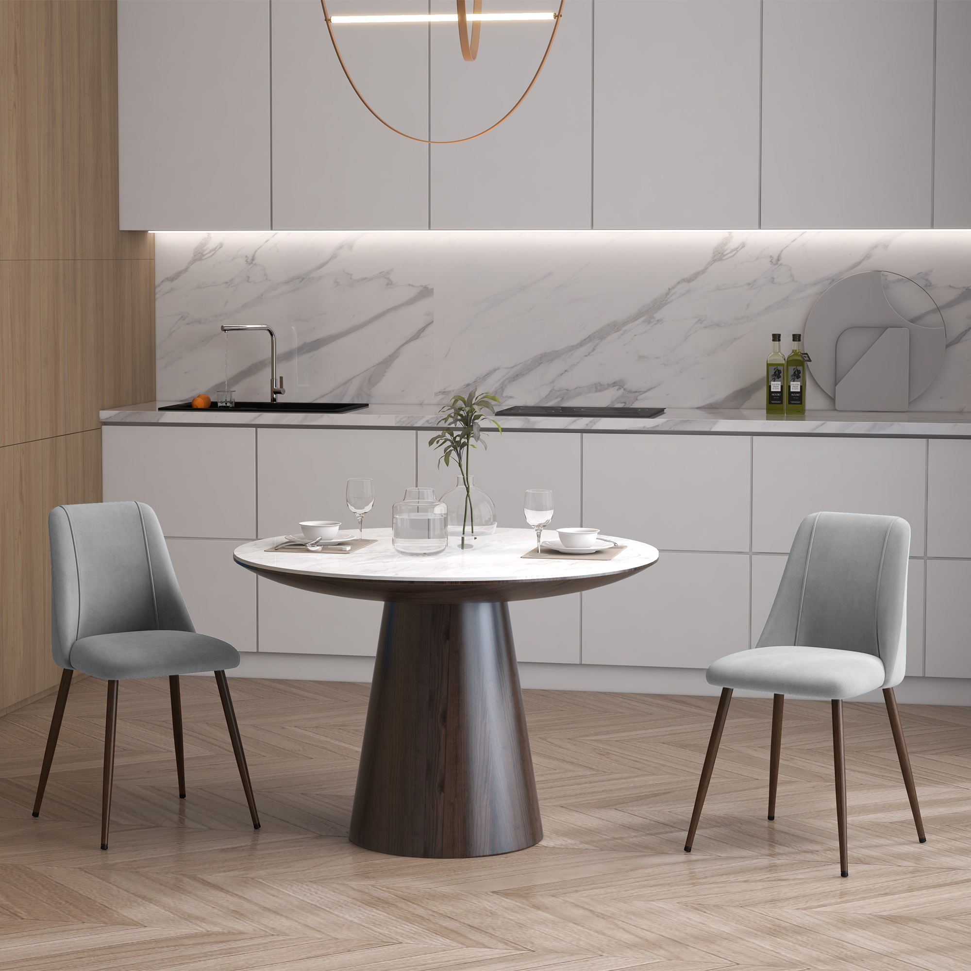 TEMU Ensemble de 4 chaises de salle à manger, chaise accent en velours, gris