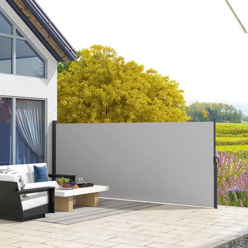13 x 6 retractable side awning garden privacy screen divider full cassette windbreaker for hot tub balcony terrace pool light grey