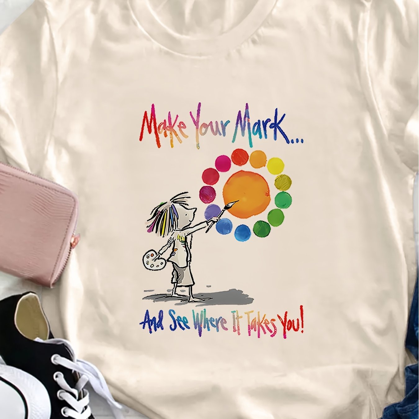 TEMU T-shirt "Laisse ta marque" pour enseignant d'art, T-shirt "Vie d'enseignant", T-shirt "Jardinier ", Cadeau pour enseignant