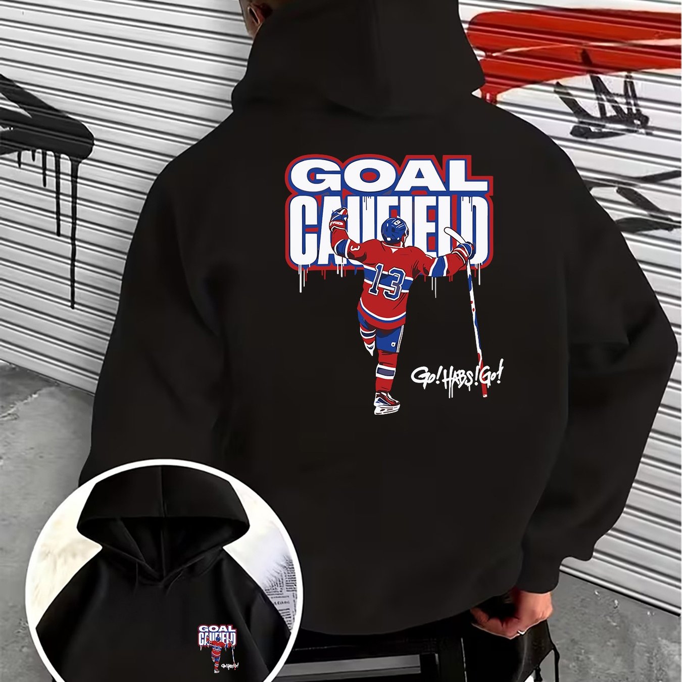 TEMU Men's Themed Creative Print Hooded Sweatshirt Double Sided Front And Suitable For Hockey Enthusiasts Machine Washable For Autumn_winter Outdoor