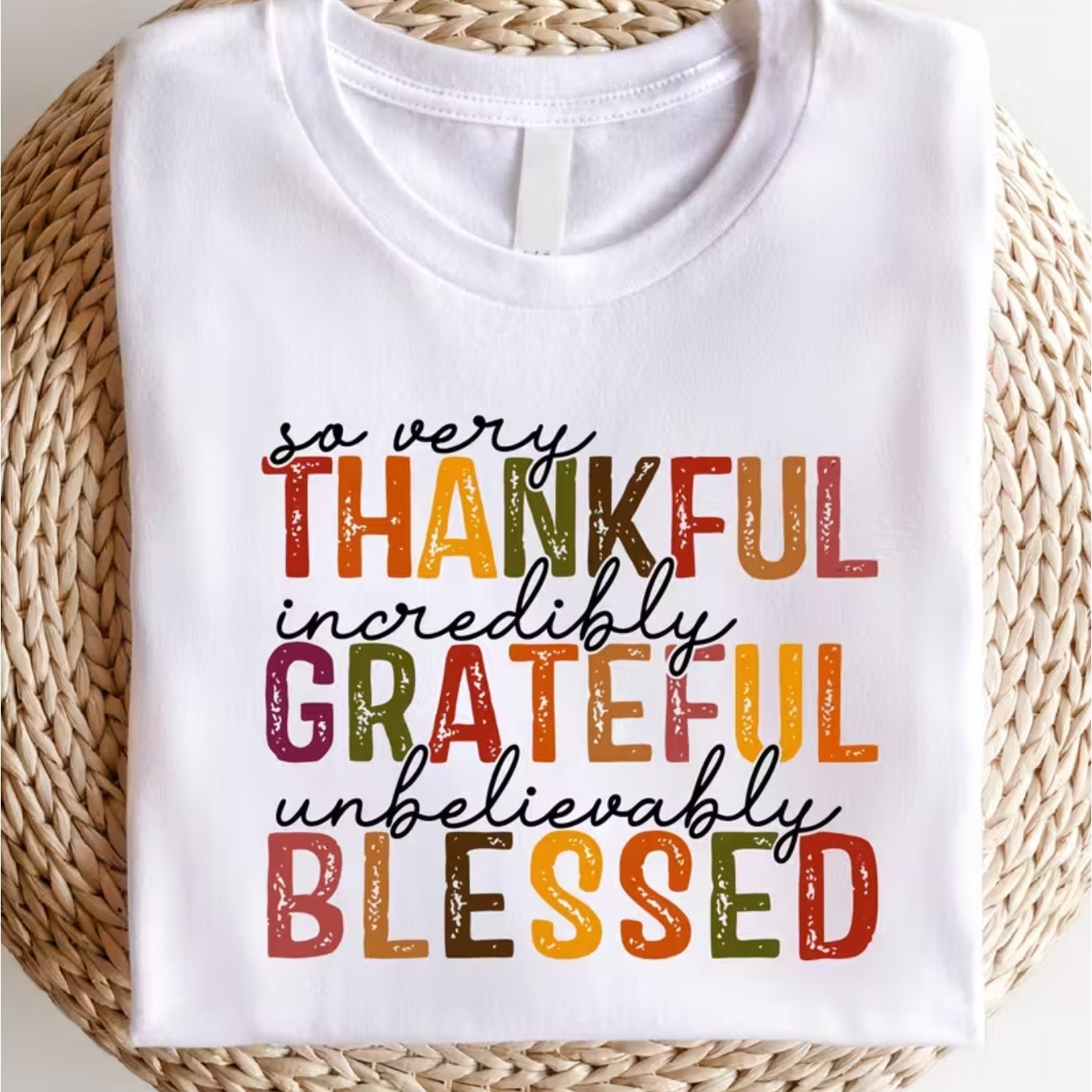 TEMU T-shirt unisexe Coeur Grateful – Imprimé graphique Très reconnaissant et incroyablement béni, T-shirt blanc à manches courtes et col rond, pour