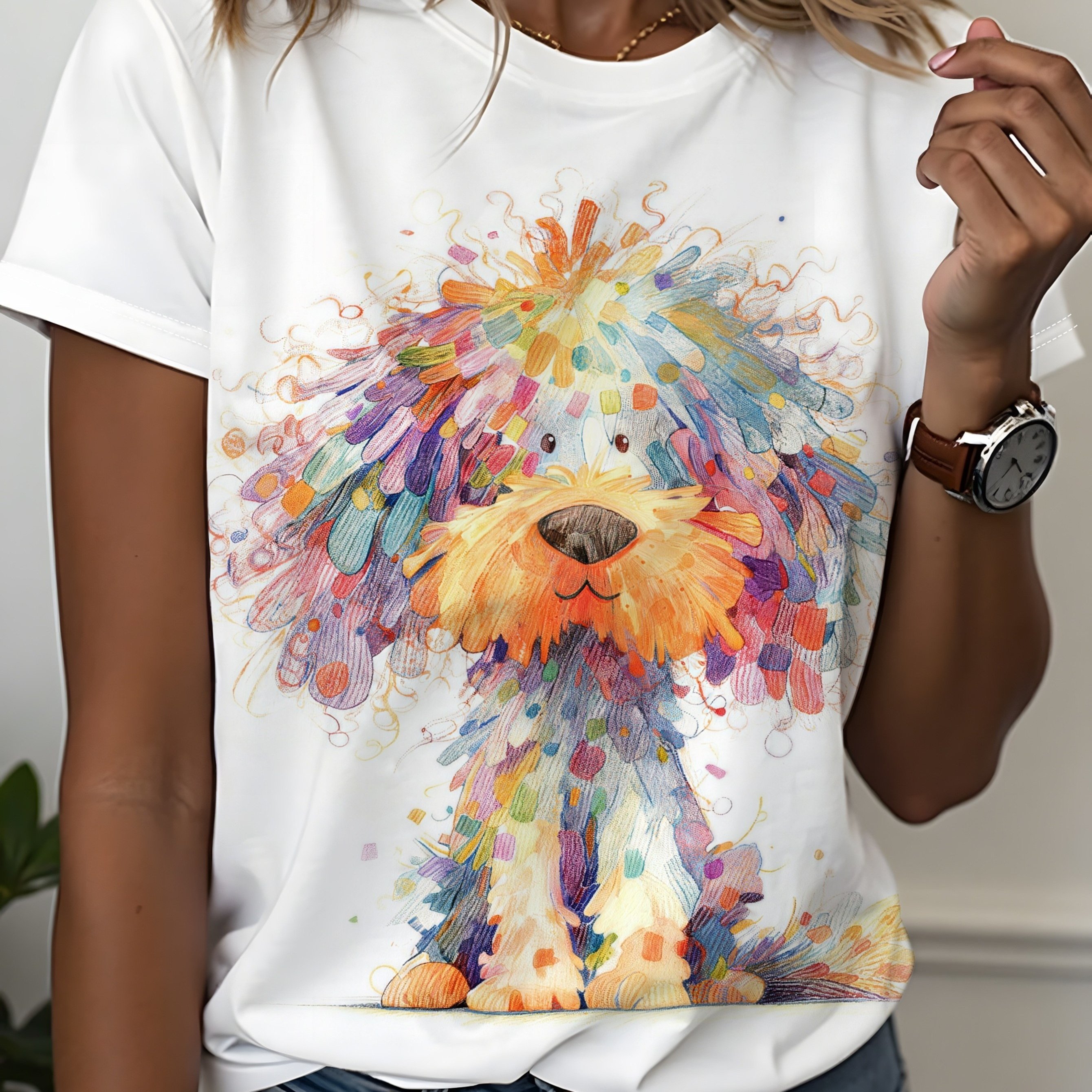 TEMU T-shirt avec illustration de chien fantaisiste et , ludique et , parfait pour des animaux