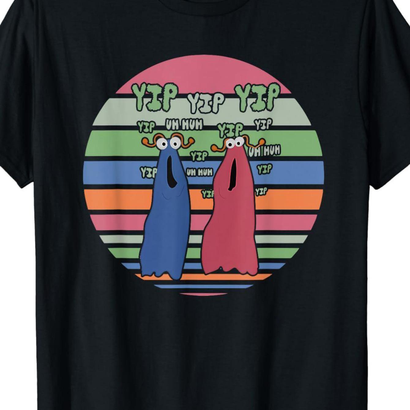 TEMU Yip Yip Adventure Unisex T-shirt (vintage Cartoon Design) – Black Short-sleeve Crew Neck Summer Style, Fun Essential, Relaxed Fit | Quirky Print