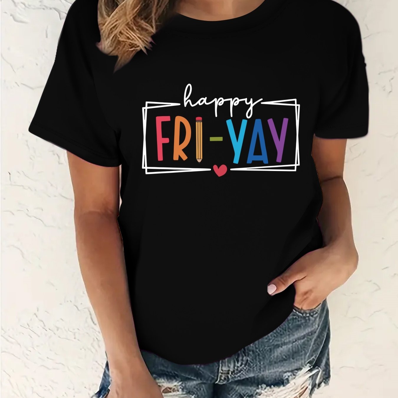 TEMU T-shirt Cadeau Graphique Happy pour Enseignants, Style Décontracté de Tous