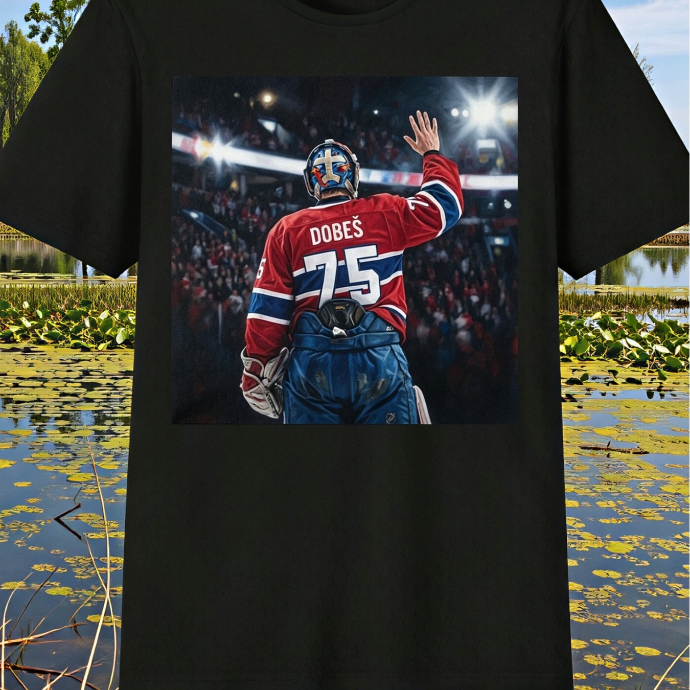 TEMU Nouvelle T-shirt de but 75 T-shirt Graphique de hockey Saluant la foule de l' Photo sportive Style de à l'ami.