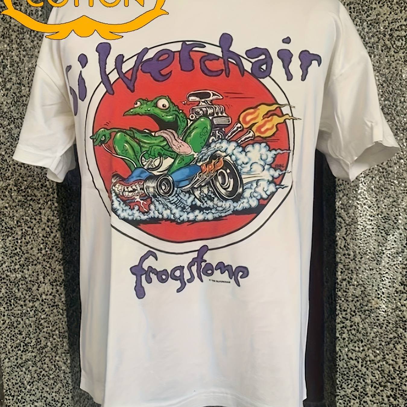 TEMU T-shirt commémoratif Vintage 1995 Silver Chair Bandfrogstomp, Version unisexe rééditée, T-shirt décontracté d'extérieur en coton 200G à haute
