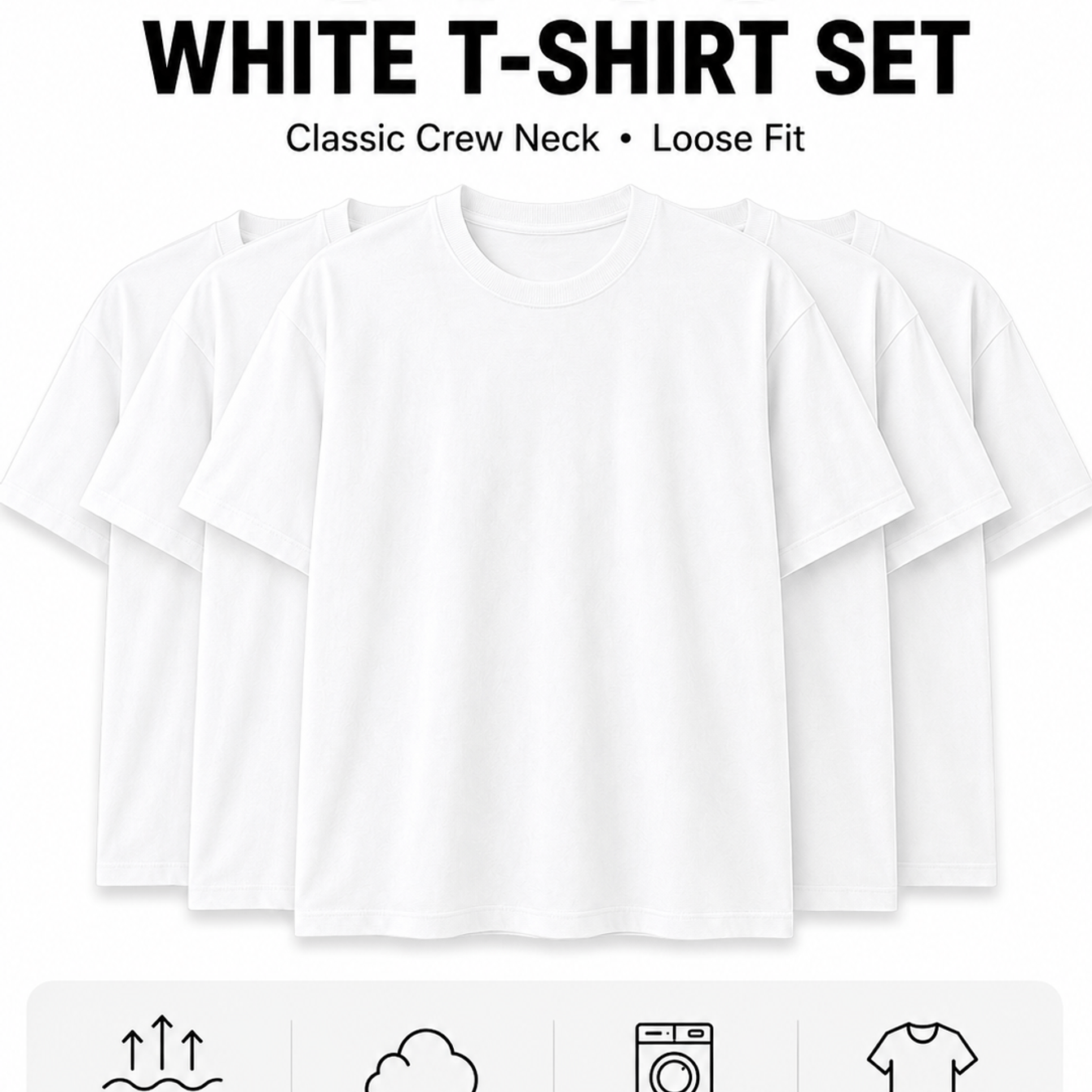 TEMU Lot de 5 T-shirts blancs pour hommes, T-shirts à manches courtes, décontractés minimalistes à col rond pour , les voyages et