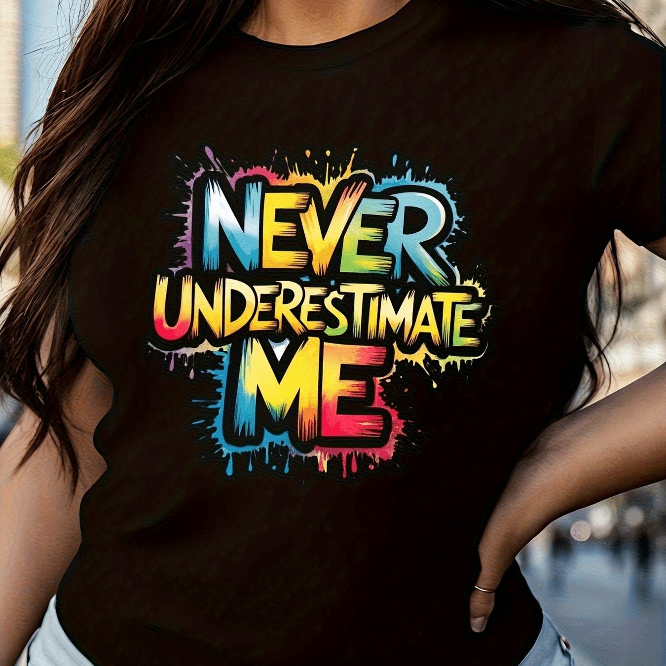TEMU T-shirt à motif « Ne me sous-estimez jamais » - Style décontracté de tous avec