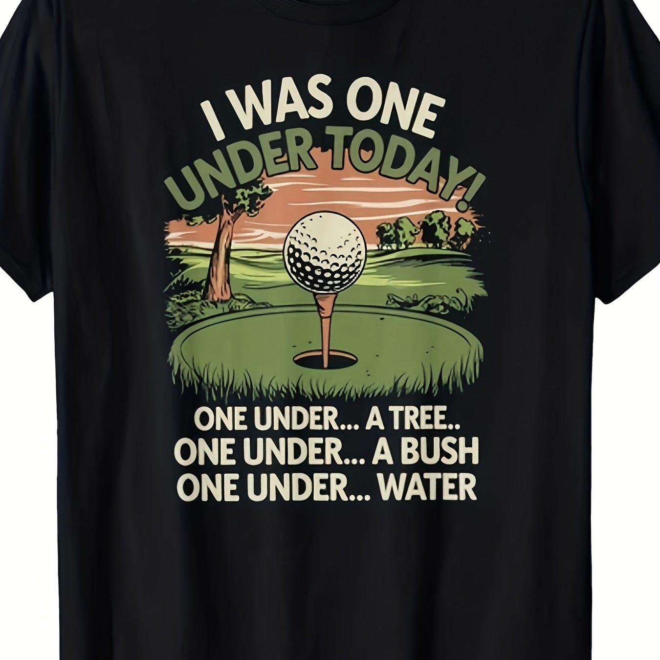 TEMU T-shirt de golf amusant pour hommes "J'étais un sous aujourd'hui" - Design score bas, golfeur rétro avec impression "par pour " - T-shirt