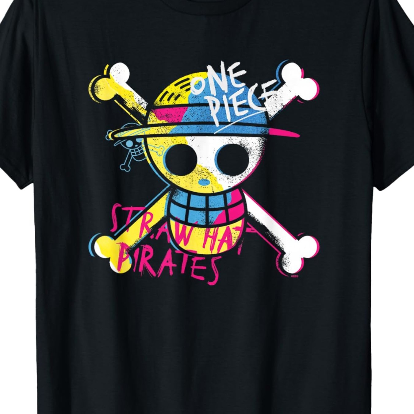 TEMU T-shirt Tendance Homme, Chapeau de Paille Pirates T-shirt sous Licence Officielle Hauts Polyvalents à Col Rond