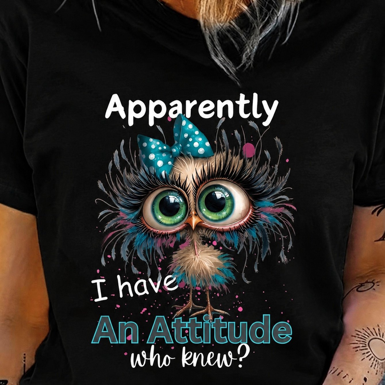 TEMU Apparemment, j'ai une attitude. Qui aurait cru ? T-shirt graphique drôle de pour des oiseaux