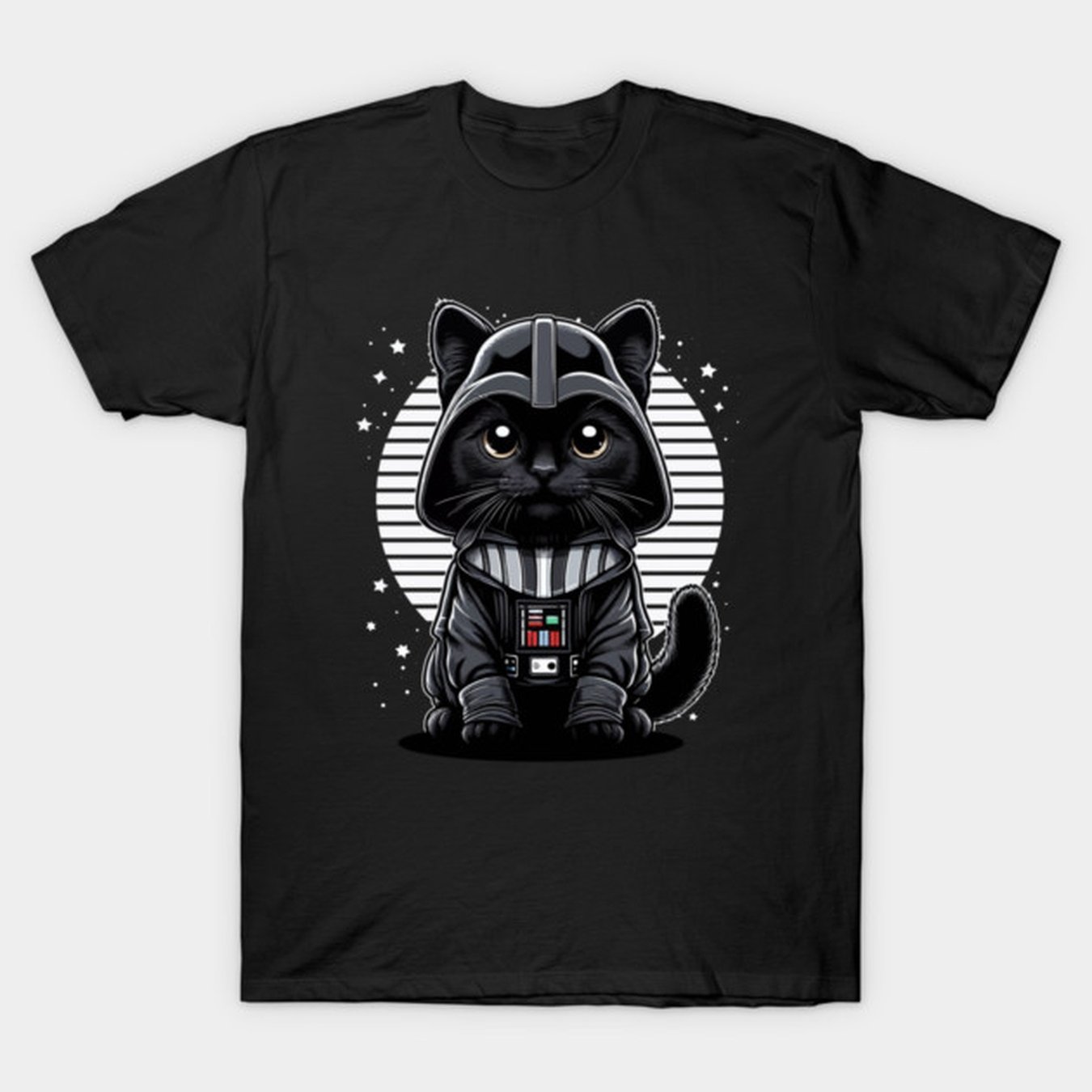 TEMU T-shirt Chat Vader par Ikibrai - Cadeaux de Saint-Valentin, Noël, Fête des Pères - Tenue de Noël, Coupe Décontractée pour les Fêtes