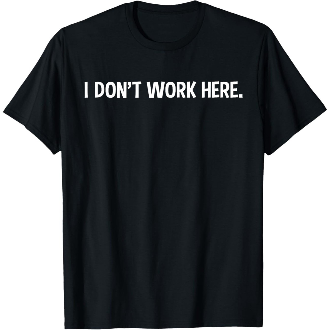 TEMU Unisex Casual Statement T-shirt (’t Work Here Print) – Black Short-sleeve Crew Neck Daily Wear, , Relaxed Fit | Fun Quote T-shirt | Lightweight