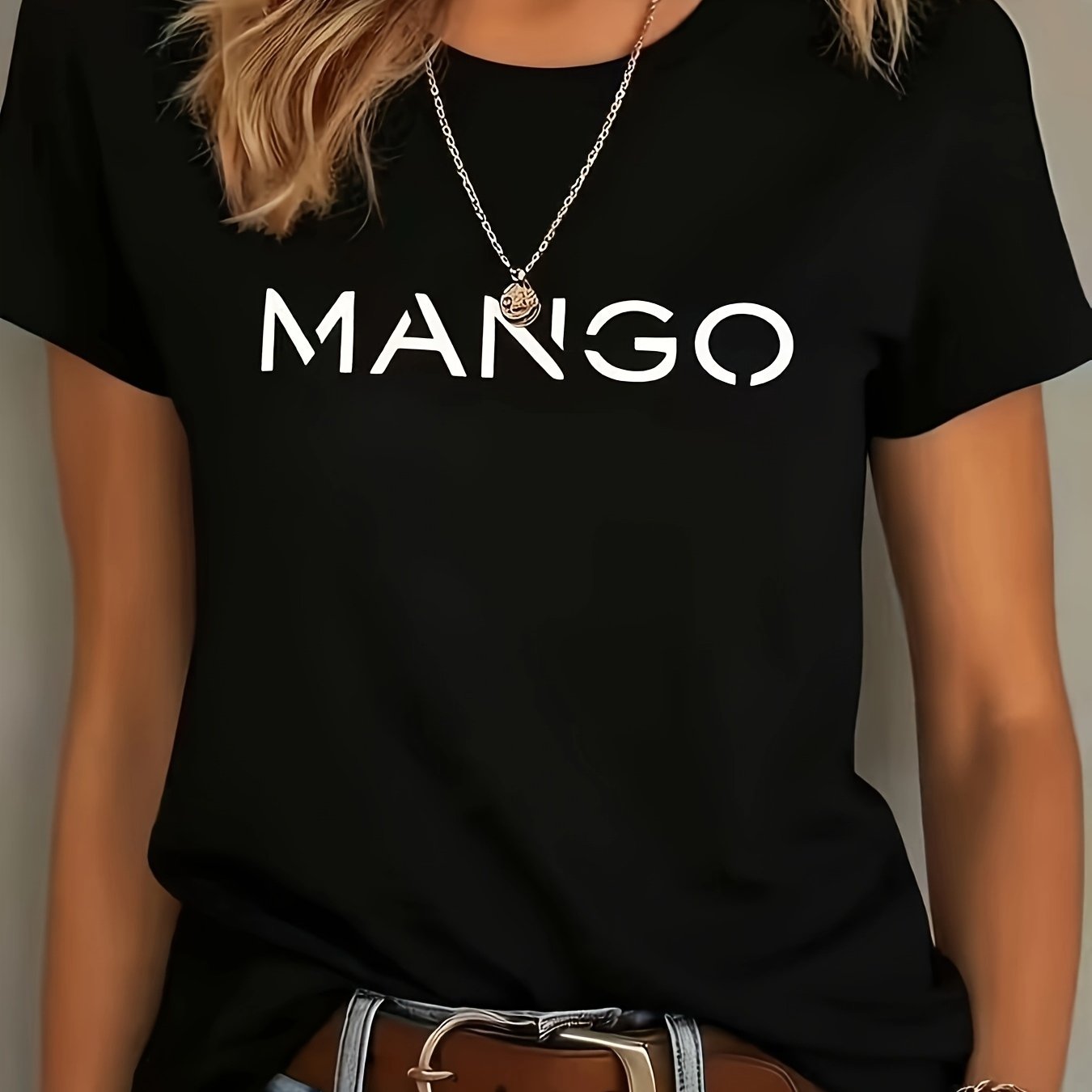 TEMU T-shirt graphique MANGO, style décontracté , cadeau pour les amateurs de fruits