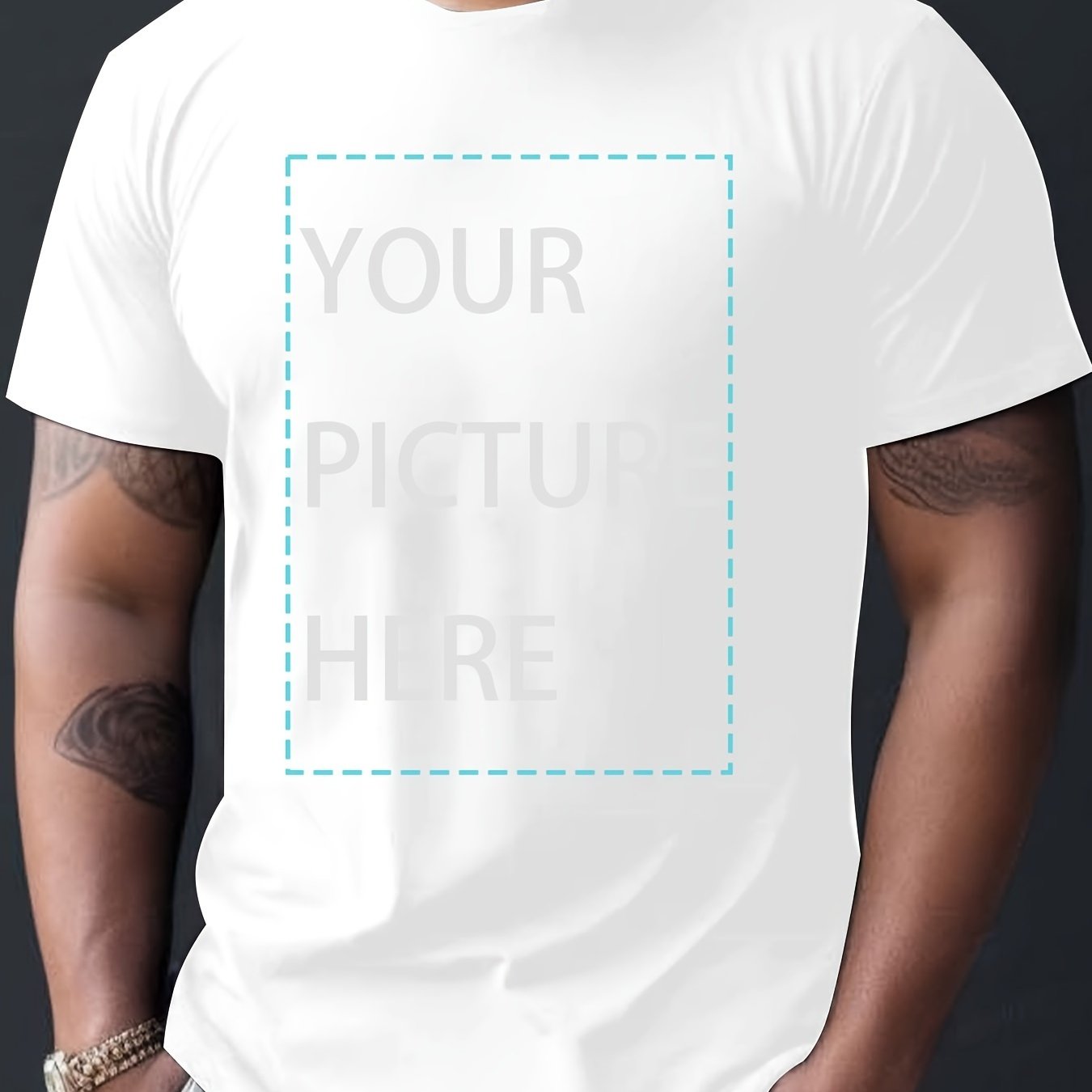 TEMU T-shirt [Personnalisable] - T-shirt à Col Rond en Tissu Respirant, Personnalisé pour Anniversaires/Fêtes, Couche de Base, avec Votre Motif,