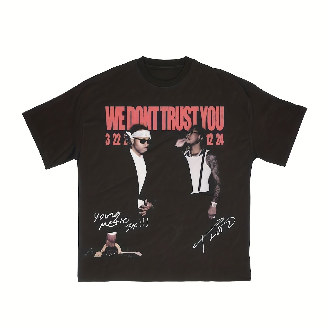 TEMU 's T-shirt, 100% Solid Color, Printed With A Graphic Print That Says "we Don' You". This Casual Fit T-shirt Is Machine Washable, Black, And