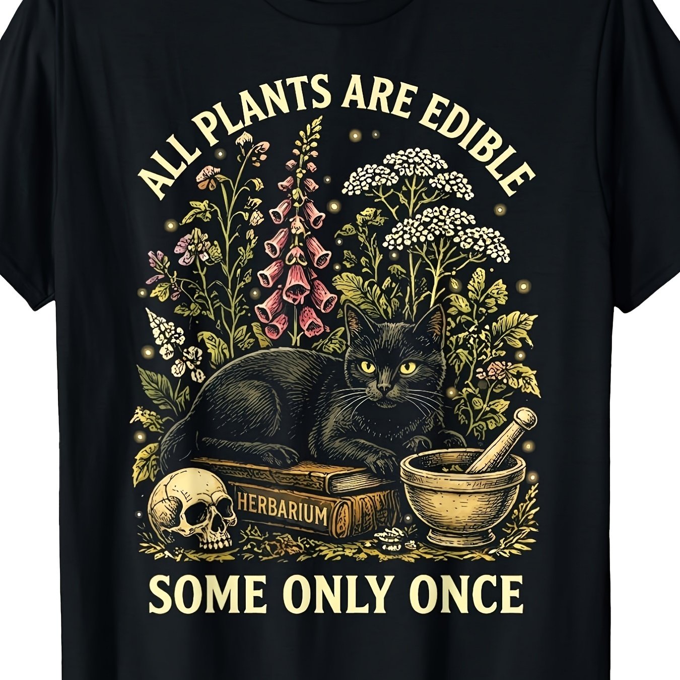 TEMU T-shirt imprimé « Toutes les plantes sont comestibles, certaines une seule » jardin, style rétro décontracté, col ras du cou