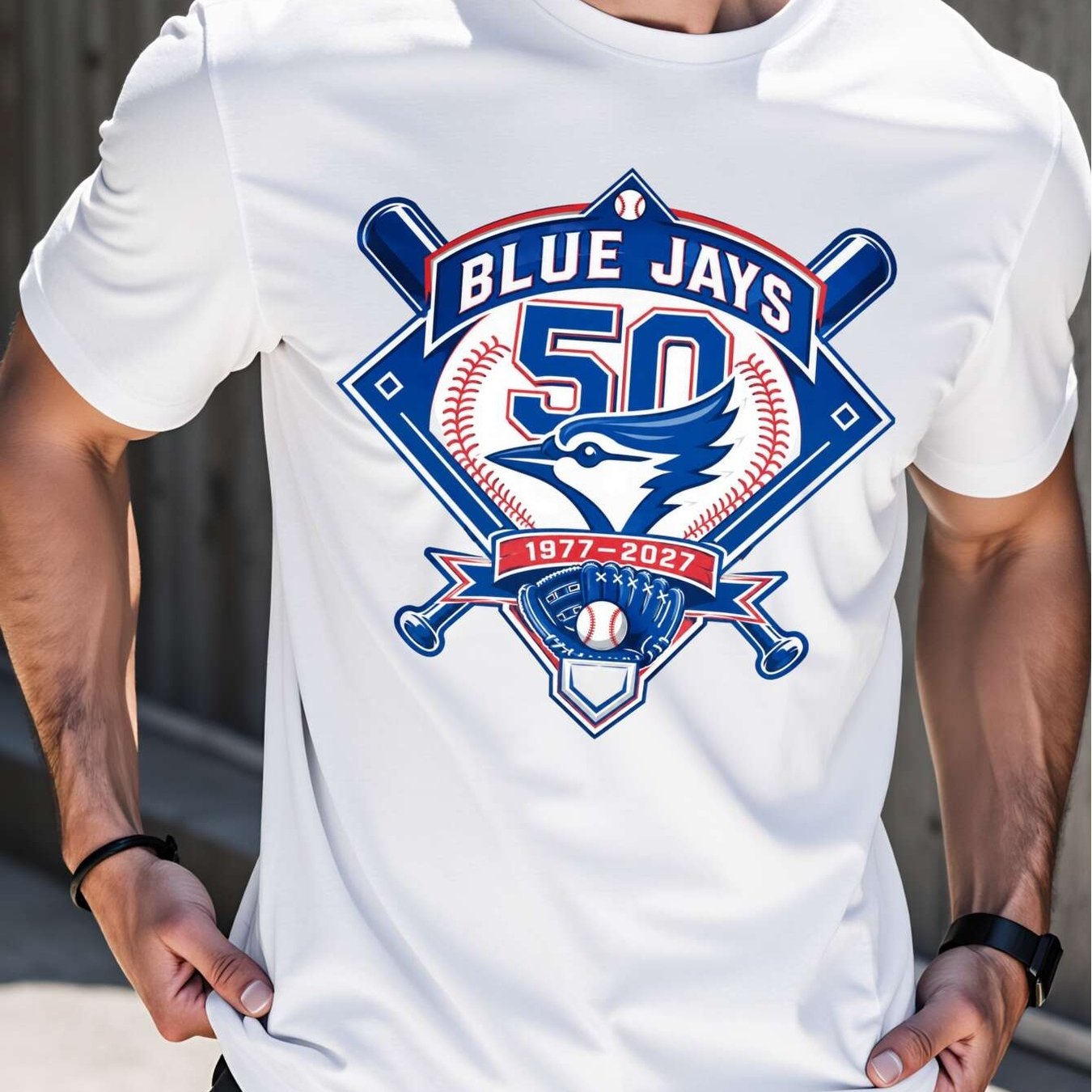 TEMU T-shirt Baseball J-A Y -S 50e Anniversaire 1977-2027 Logo Design Tenue d'Été Décontractée Cadeau pour Fans de Sport Coupe Ample Col Rond Mode