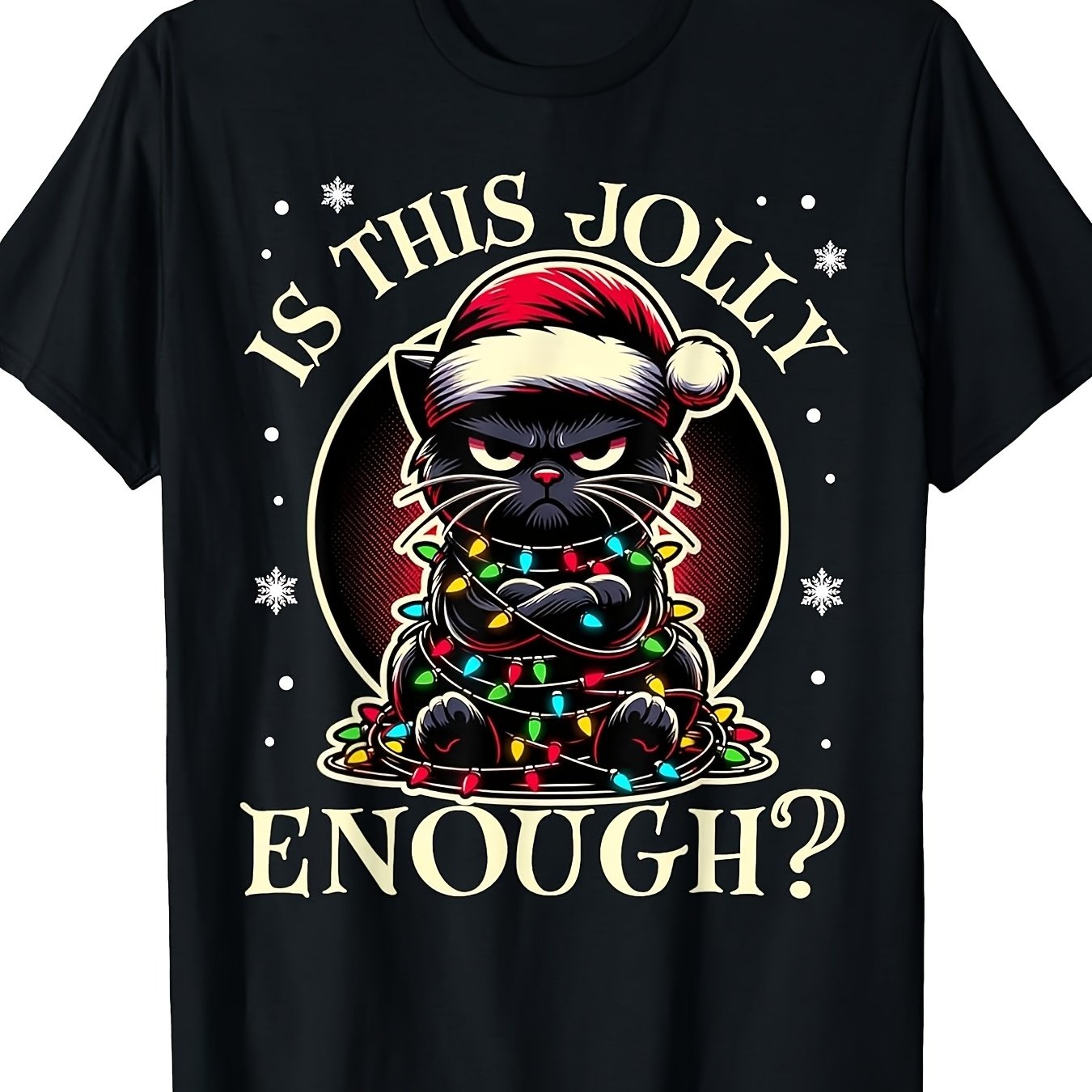 TEMU T-shirt humoristique et Guirlandes Lumineuses de Noël, T-shirt Graphique Rétro Unisexe avec Texte Joyeux SM, T-shirt Pur pour Homme, Vêtement