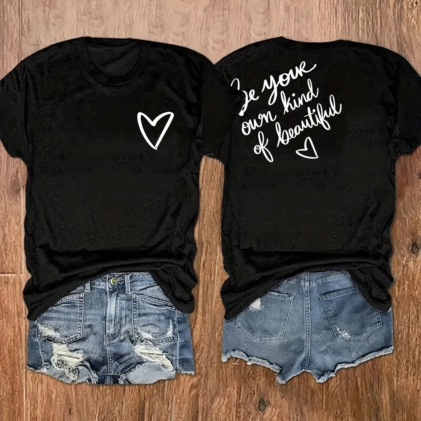 TEMU T-shirt imprimé pour femme, avec un imprimé sur le devant et le dos, un haut décontracté à manches courtes, des vêtements pour femme, une mode
