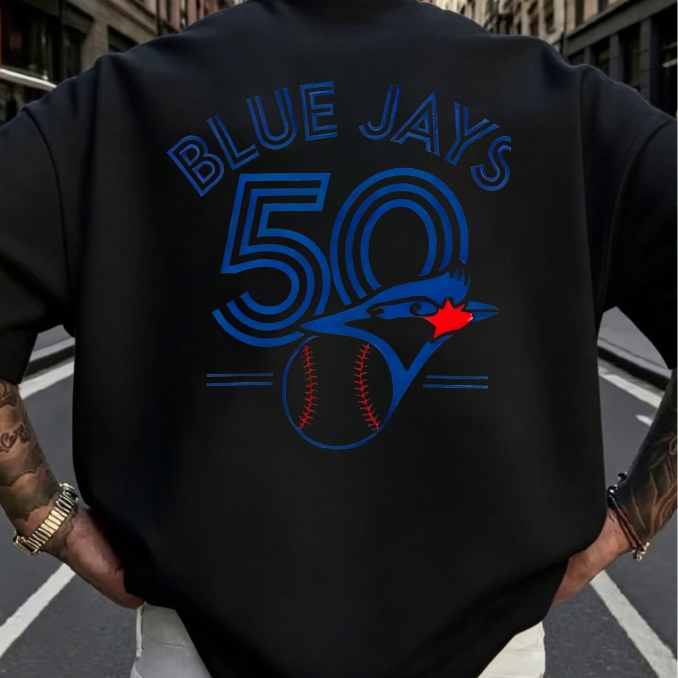 TEMU Men's T-shirt New Unisex Tank Top Toronto J And Y 50th Anniversary Baseball Jacket Black Jays Logo And Text Design For Sports Fans And Casual