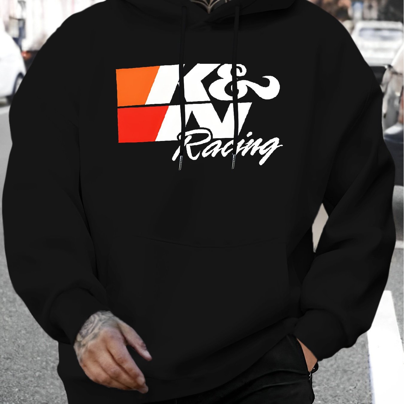 TEMU This Is A K And N Racing Logo Design Trendy Hoodie Men's Hoodie High Quality Thick Premium Sweatshirt For Autumn Winter Streetwear Gift For Car