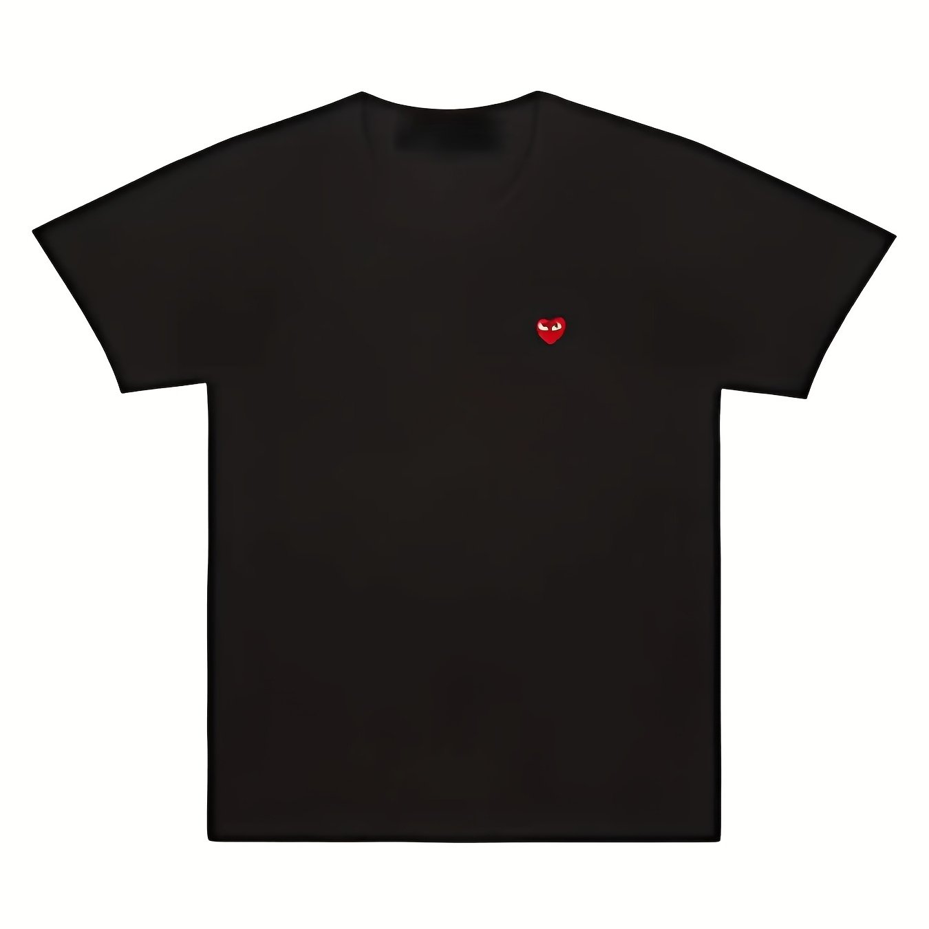 TEMU Men's Black And Red Geometric Heart Print T Shirt Short Sleeved Casual Crew Neck Suitable A Versatile Casual Wear Parties And Casual Attire